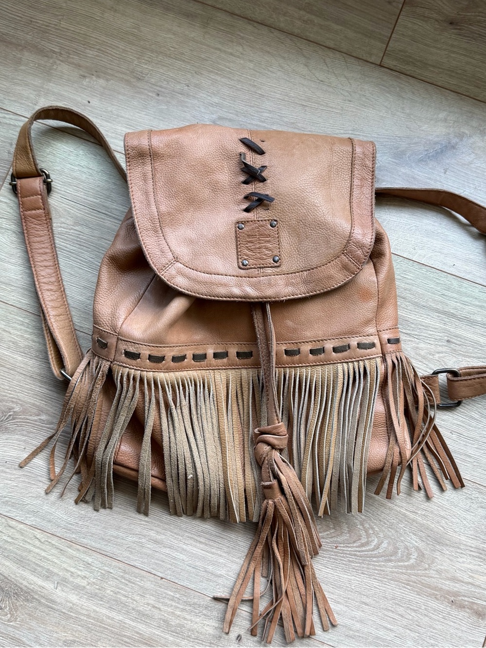 STS Ranchwear Fringe 100%Leather Backpack w Tassel Cowgirl Western See Flaws